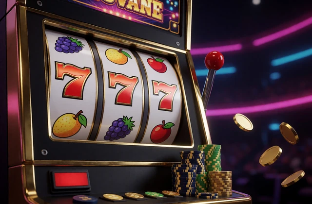Leuchtende Slot-Walzen mit Chips im Stadionstil f&uuml;r den Zoccer Casino Slot-Bereich
